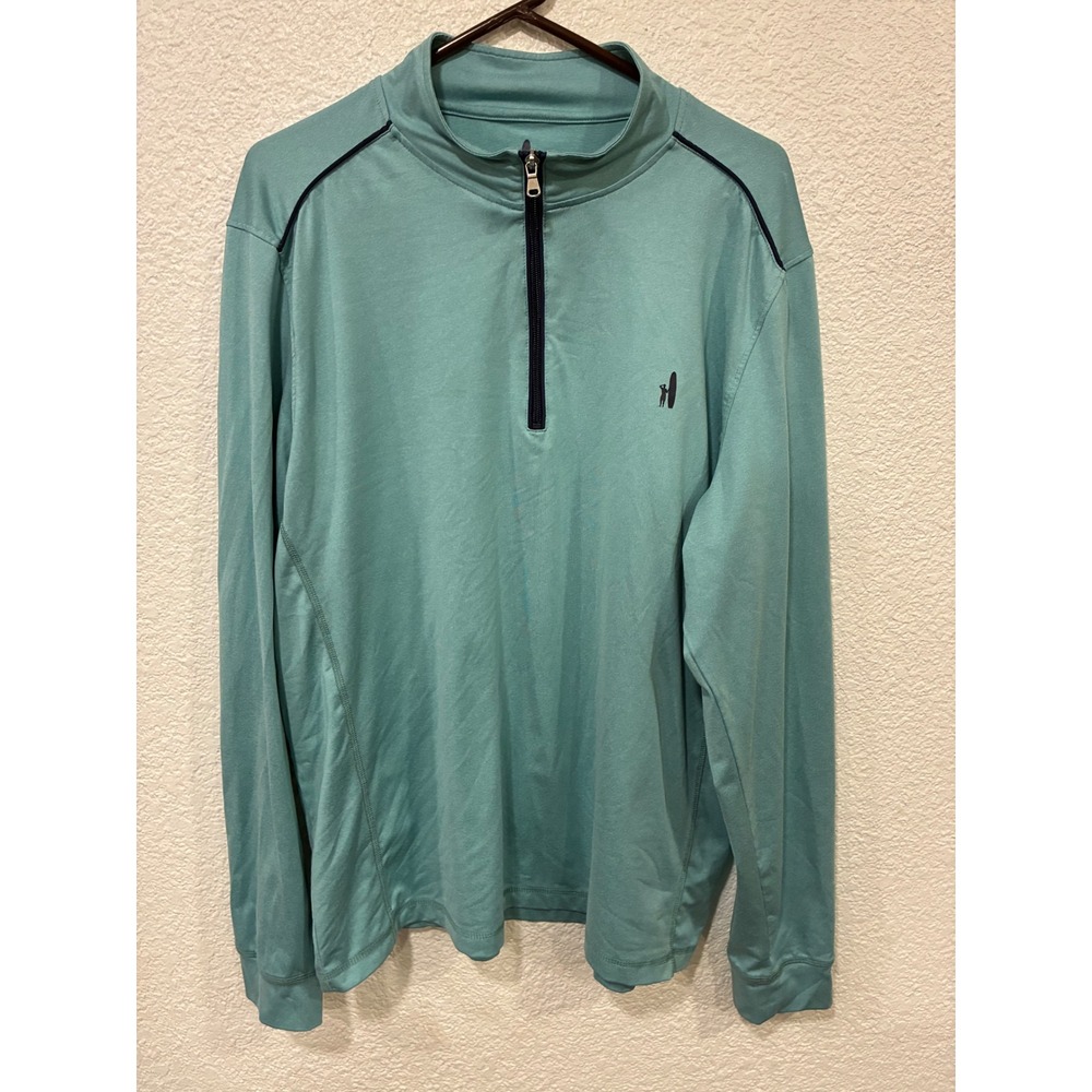 Johnnie-O Mens XL Prep-Formance 1/4 Zip Pullover Teal Heather Golf Sweater